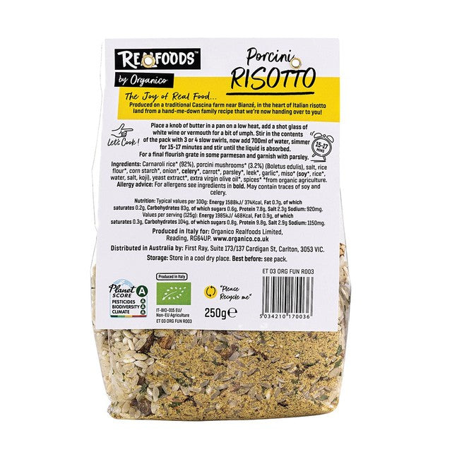 Realfoods by Organico Organic Porcini Risotto 250g, imported from the UK