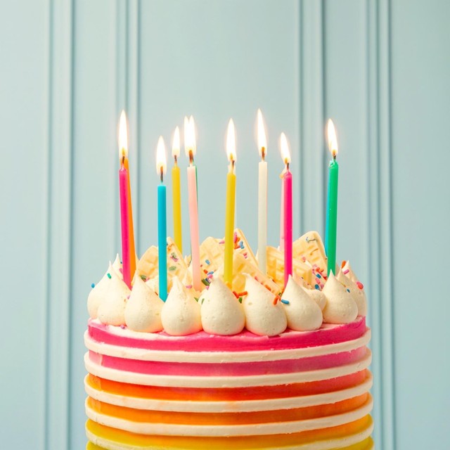 Talking Tables rainbow birthday candles 10cm 16 pack (British brand)