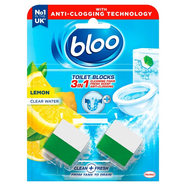 Bloo lemon toilet cistern cleaner blocks 2 x 50g - British product