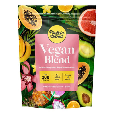 M&S Protein World Vegan Slender Strawberries & Cream Blend Vegan Protein Shake Powder- Buy online at McGrocer