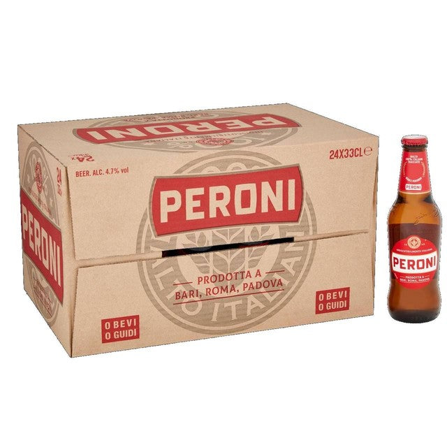 Peroni Red Lager beer bottles 24 x 330ml, imported from the UK