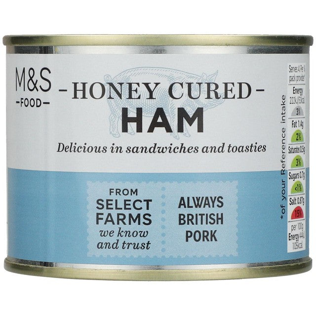 M&S Honey Cured Ham Canned 200g, imported from the UK