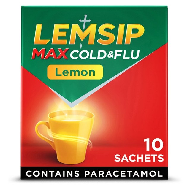 Lemsip cold and flu lemon sachets 10 sachets, UK version
