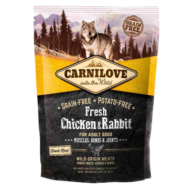 Carnilove fresh chicken and rabbit adult dog food 1.5kg - British product