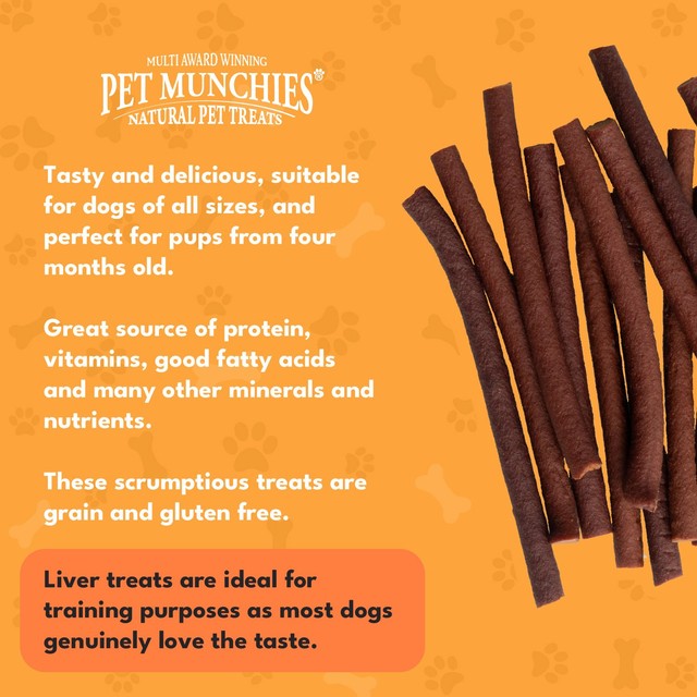 Pet Munchies Beef Liver Dog Treats 90g, imported from the UK
