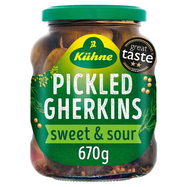 Kuhne pickled gherkins 670g, UK version