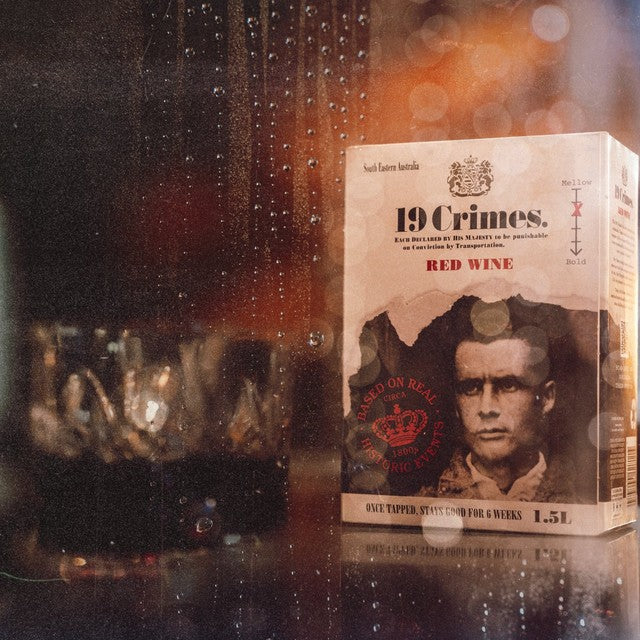 19 Crimes premium red wine box containing 1.5L - British product
