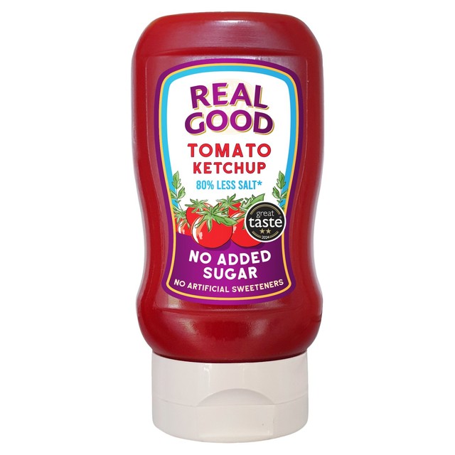 Real Good tomato ketchup no added sugar 310g, imported from the UK