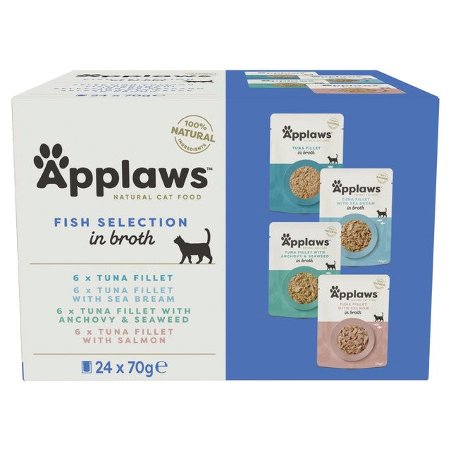 Applaws fish selection cat pouches in broth, imported from the UK