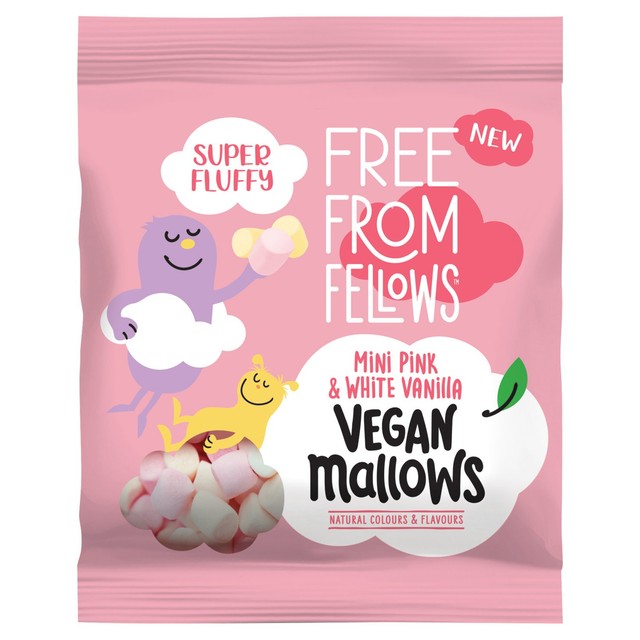 Free From Fellows vegan vanilla pink and white mini marshmallows 105g - British product