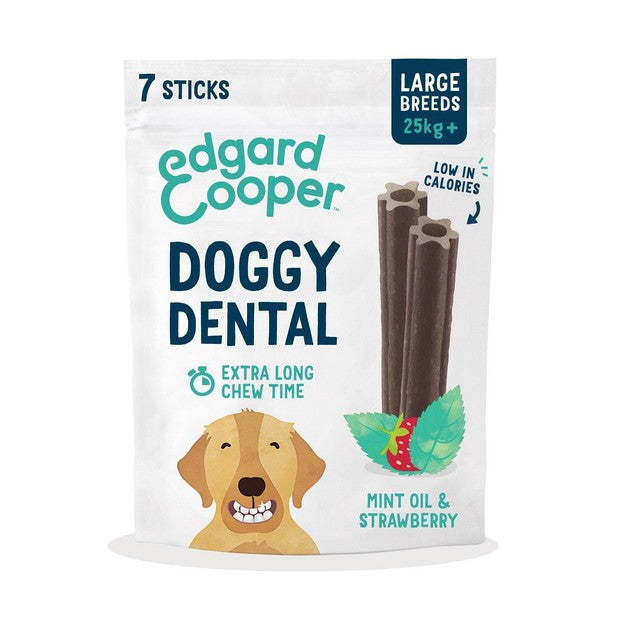 Edgard Cooper strawberry mint large dog dental sticks - British product