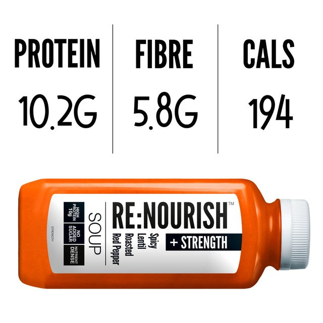 Re Nourish Spicy Lentil & Pepper Soup 500g, imported from the UK
