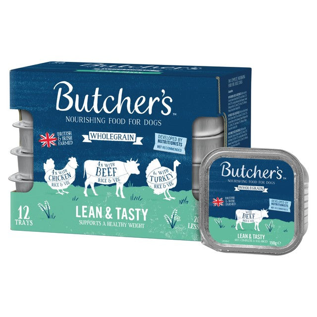 Butcher's Lean & Tasty Low Fat Dog Food Trays 12 x 150g - British product