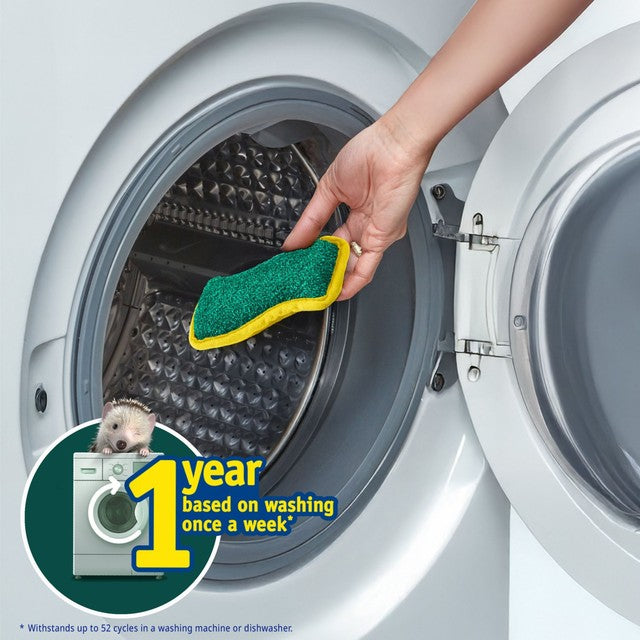 Spontex Flex & Wash microfibre sponge scourers, imported from the UK