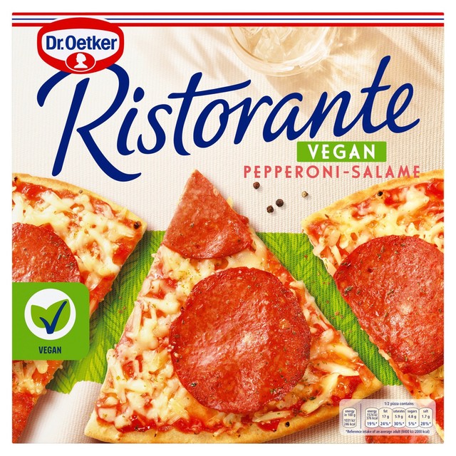 Dr. Oetker frozen vegan pepperoni salami pizza 295g - British product
