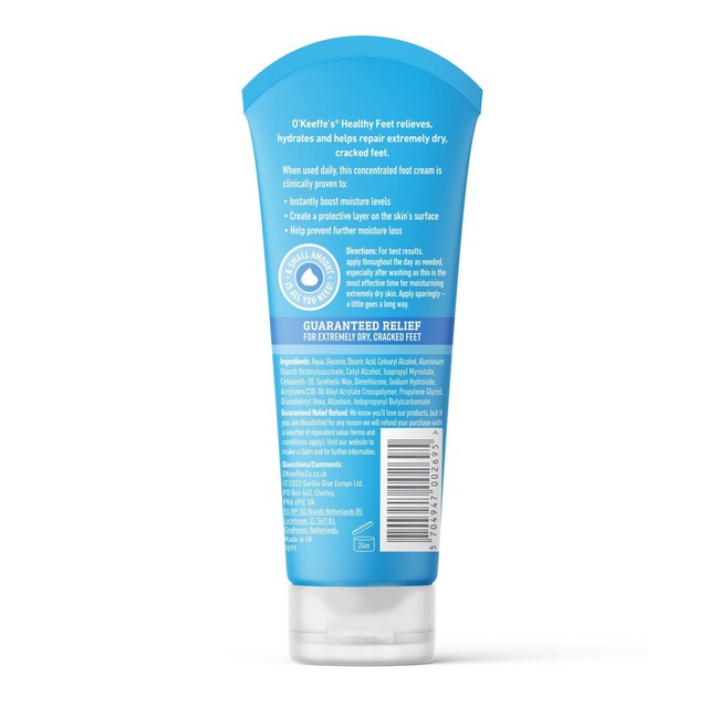 O'Keeffe's Healthy Feet unscented foot cream 85g, imported from the UK