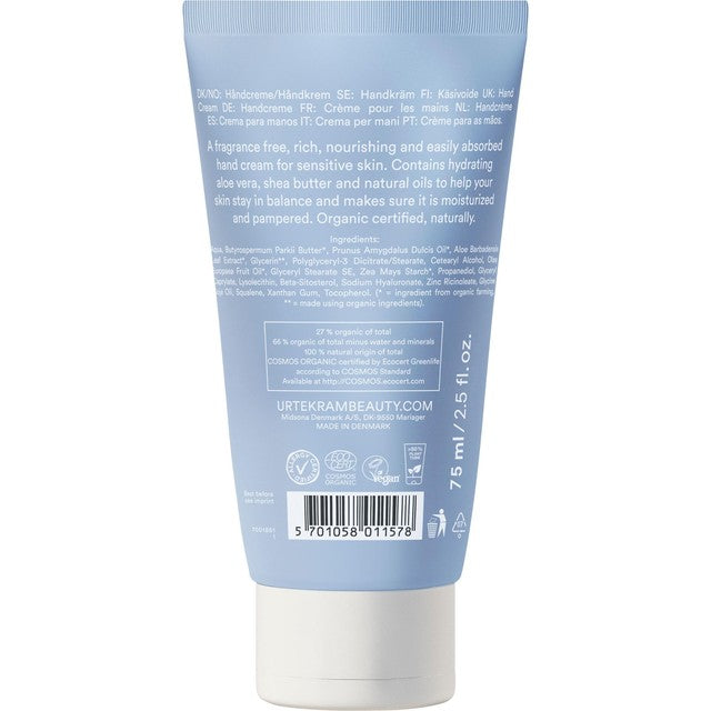 Urtekram fragrance free hand cream 75ml (British brand)