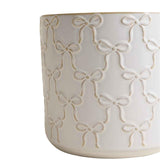 M&S white bow ceramic planter for house plants, UK version