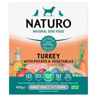M&S Naturo Grain Free Turkey with Potato & Vegetables Wet Dog Food 400g- Buy online at McGrocer