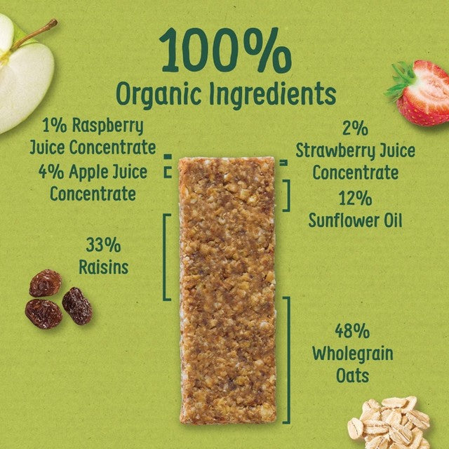 Organix strawberry apple soft oaty bars 6x23g , imported from the UK