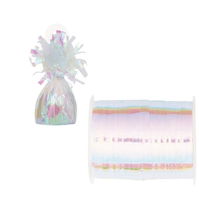 Unique Party Iridescent Balloon Weight and Ribbon Kit 50 Yards