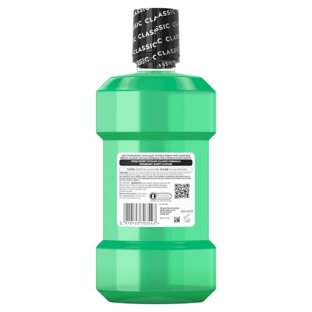 Listerine fresh burst intense spearmint mouthwash 500ml, UK version