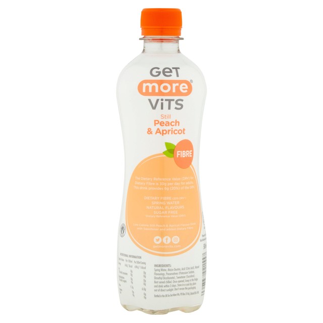 Get More Vits peach & apricot flavoured fibre water 500ml, UK version