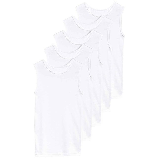 M&S Collection white cotton vests 5 pack imported from the UK
