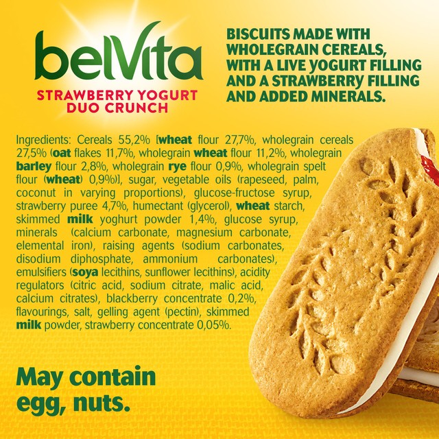 Belvita strawberry yogurt duo crunch breakfast biscuits - British product