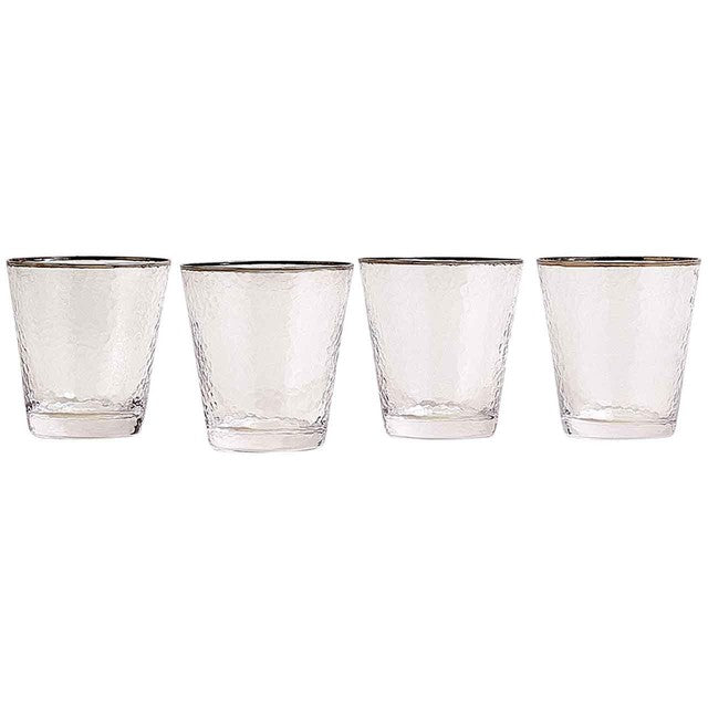 M&S Textured Platinum Rim Glass Tumblers 4-pack, imported from the UK