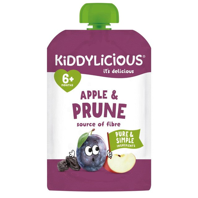 Kiddylicious apple and prune baby food pouch 100g, UK version