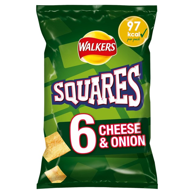 Walkers Squares Cheese & Onion crisps 6x22g multipack (British brand)