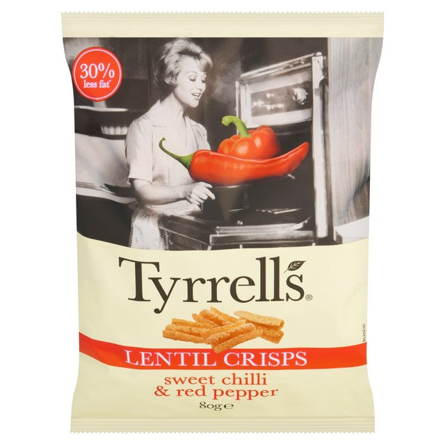 Tyrrells Lentil Sharing Crisps Sweet Chilli & Red Pepper 80g (British brand)