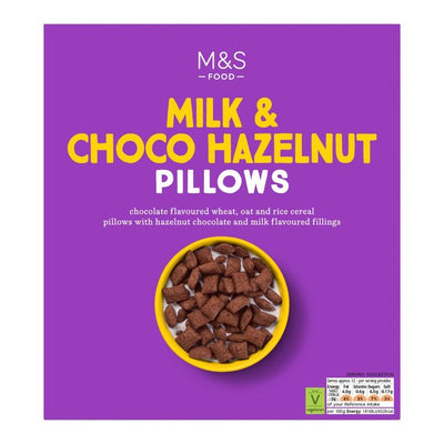 وسائد بسكويت M&S ميلك وشوكولاتة البندق حبوب الإفطار 375 جرام