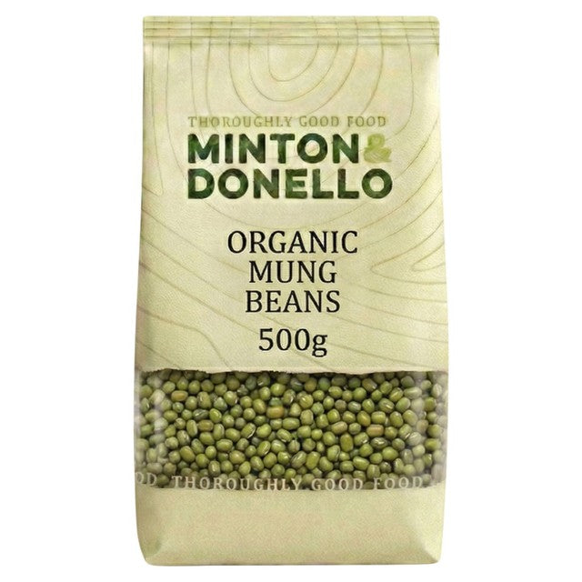 Minton & Donello Organic Mung Beans 500g, imported from the UK