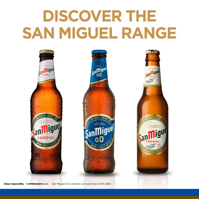 San Miguel alcohol-free Spanish lager beer 4 x 330ml bottles (British brand)