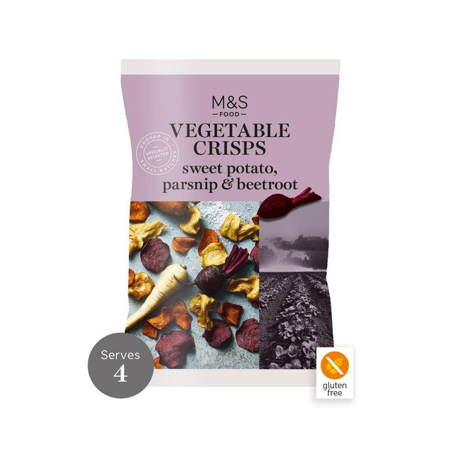 M&S Sea Salted Vegetable Crisps 100g, imported from the UK