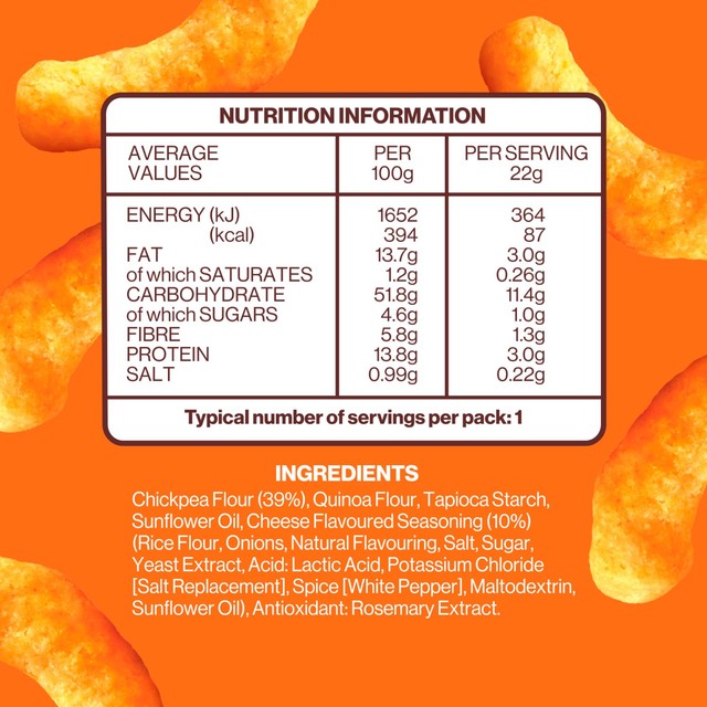 Hippeas Take It Cheesy chickpea puffs 78g, UK version