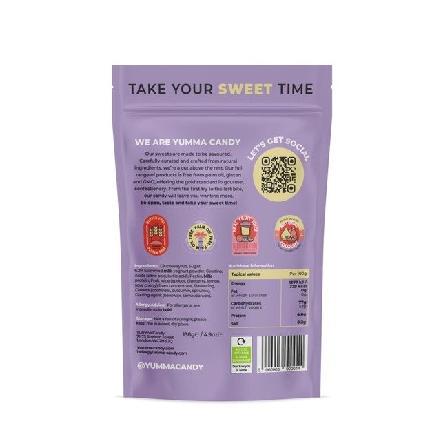 Yumma Candy assorted fruit yoghurt gummies 138g (British brand)