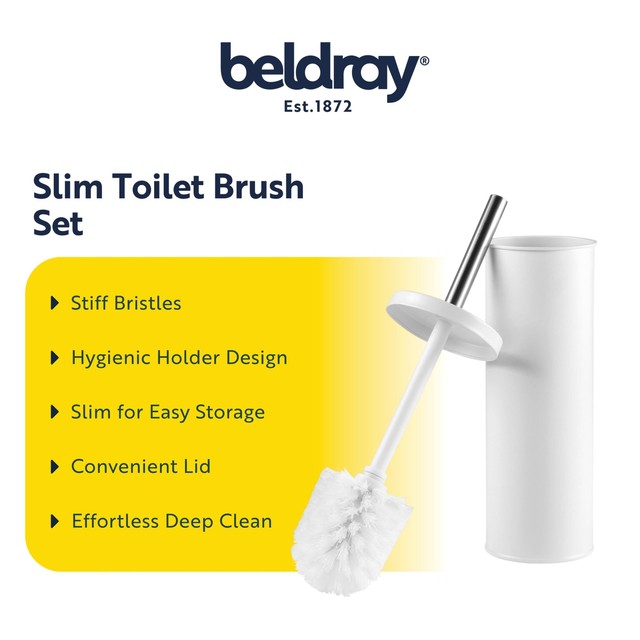 Beldray white round metal toilet brush, imported from the UK