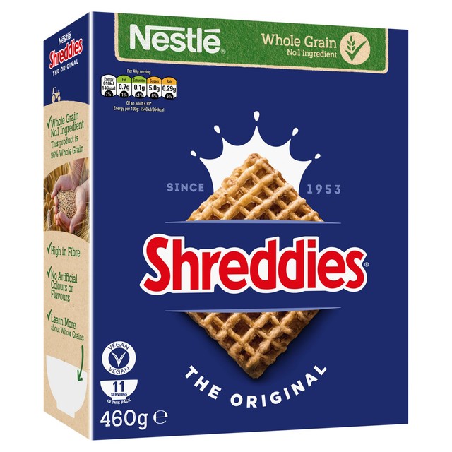 Nestle Shreddies Original malted wheat cereal 460g (British brand)