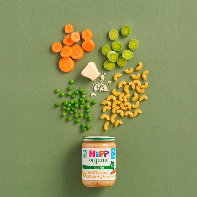 HiPP macaroni cheese baby food with carrots and peas 190g, UK version