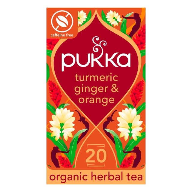 Pukka Turmeric Ginger Orange tea bags x20, imported from the UK