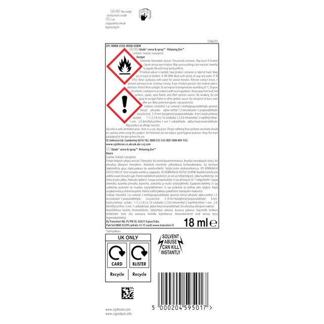 Glade Relaxing Zen air freshener refill 18ml, imported from the UK