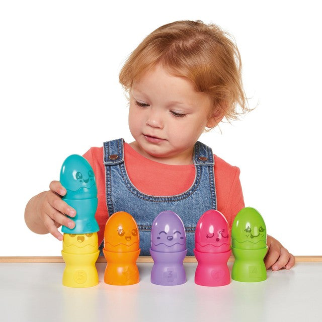 Tomy Hide & Squeak Egg Stackers stacking toy (British brand)