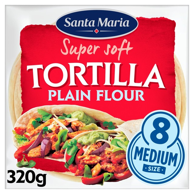 Santa Maria plain flour tortilla wraps medium (British brand)