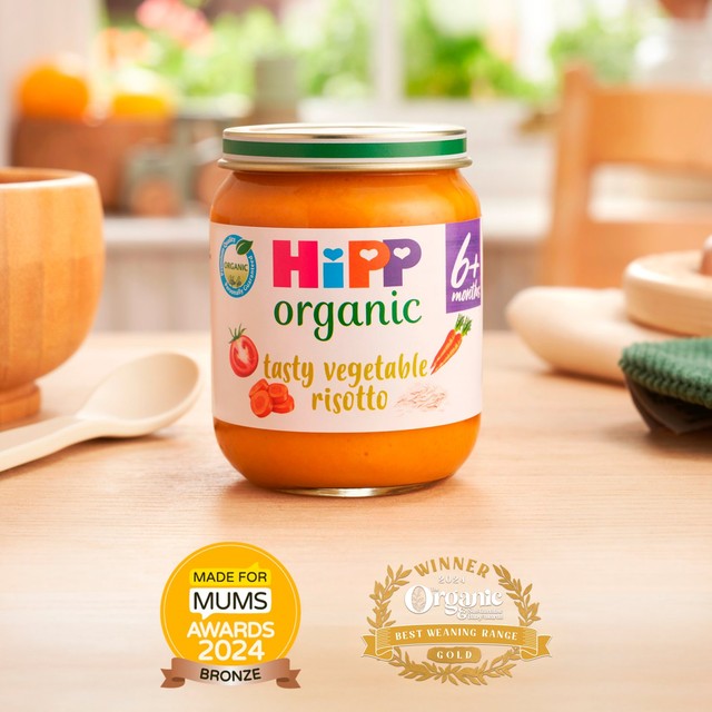 HiPP Organic Tasty Vegetable Risotto baby food jar 125g, UK version