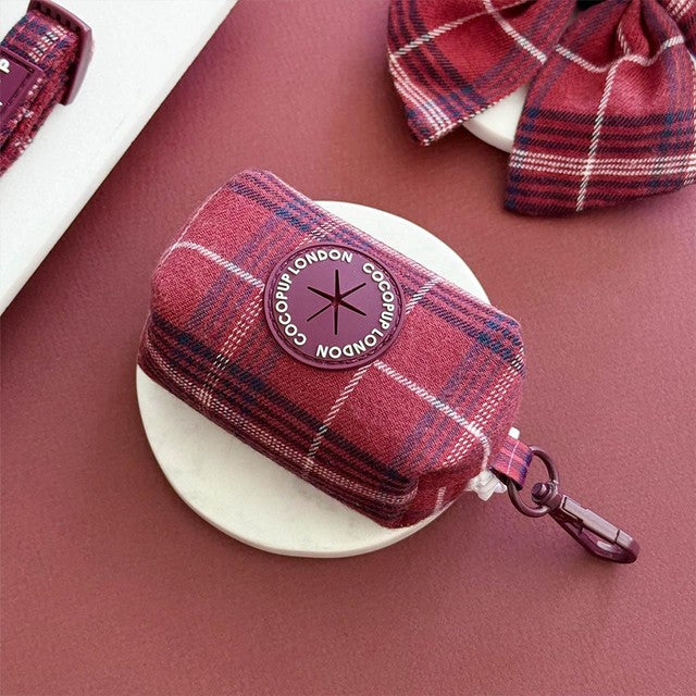 Cocopup poop bag holder Mulberry Plaid, imported from the UK