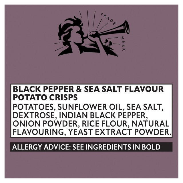 Pipers Black Pepper & Sea Salt crisps 150g, imported from the UK