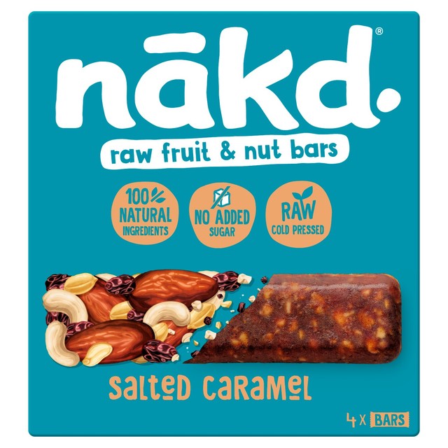 Nakd Salted Caramel Bars 4x35g, imported from the UK